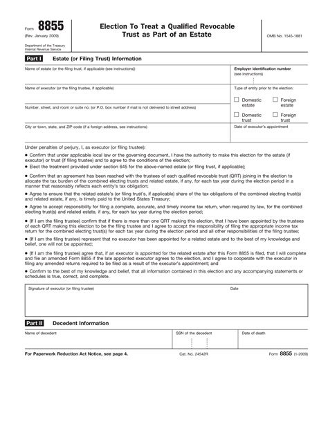 trust filing as an estate under sec 645|About Form 8855, Election to Treat a Qualified Revocable Trust .
